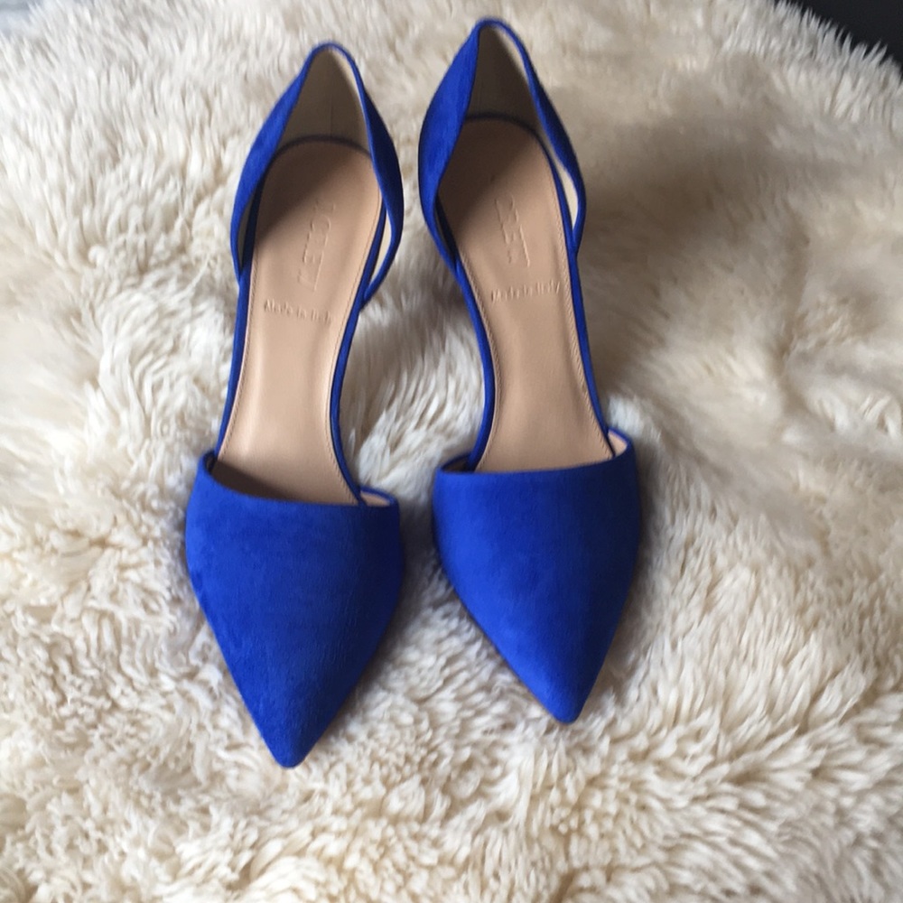 NWT J.Crew Suede Elsie D’Orsay Heels in Bluebird
